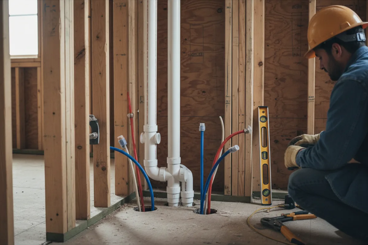 Drain and supply rough-in during Drain Cleaning in Xenia